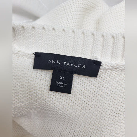 Ann Taylor Women's Ivory Round Neck Short Sleeve Knit Sweater Size XL NWOT - Picture 10 of 12